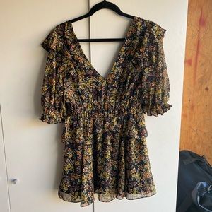 TopShop Black Floral Mini Dress